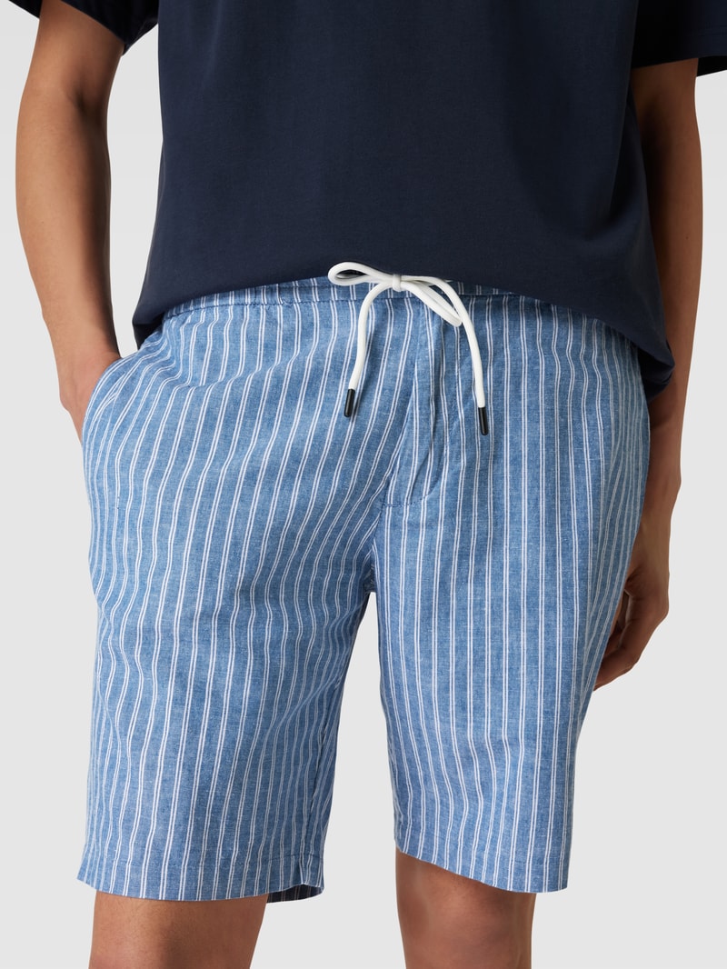 Regular Fit Bermudas mit Streifenmuster in blau
