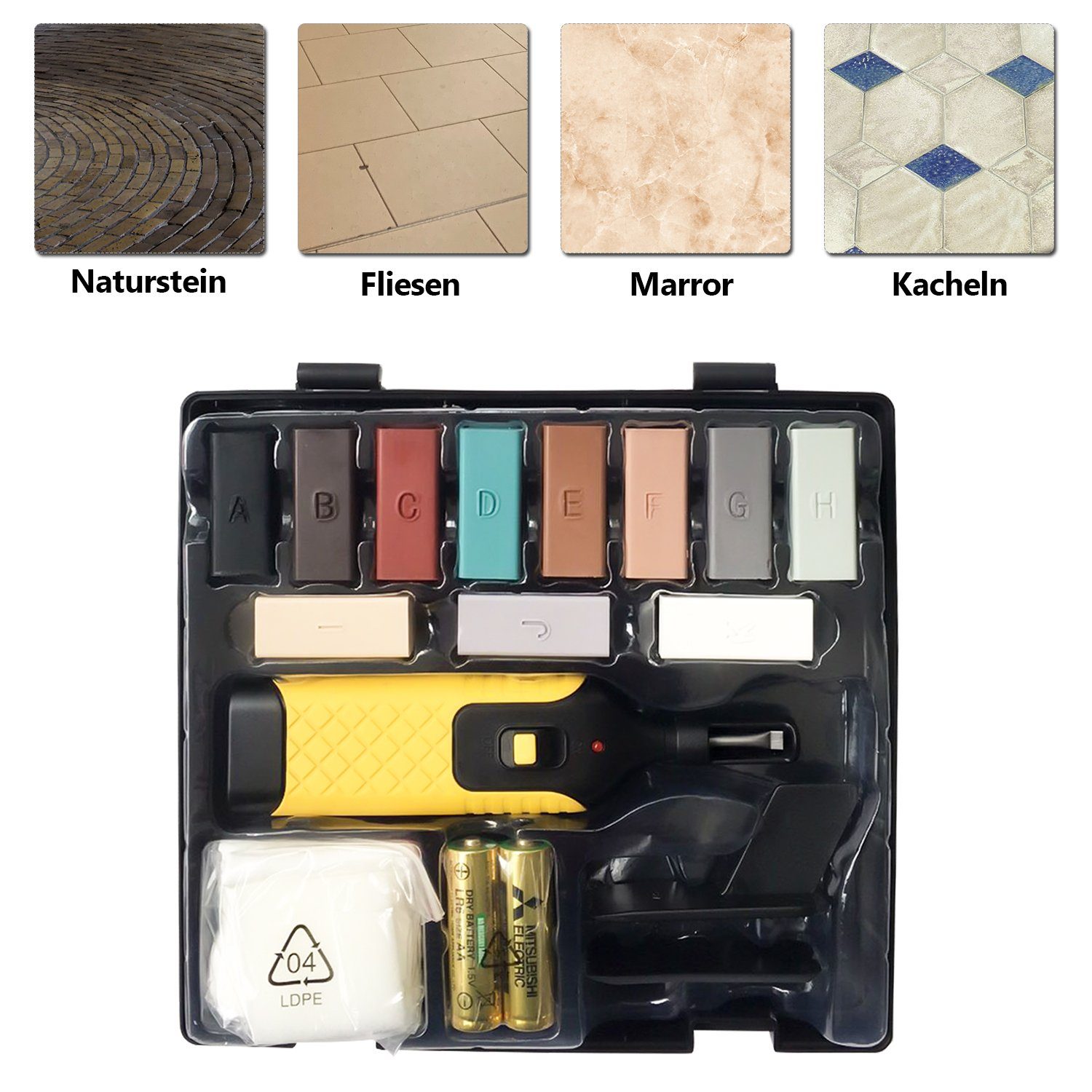 Clanmacy Holz Bodenfliese Boden Reparaturset Fliesen Reparaturset Laminat Parkett Kork, Farbe, Set, 11 Farbtöne Inkl, Wachsschmelzer Hobel Schleifschwamm