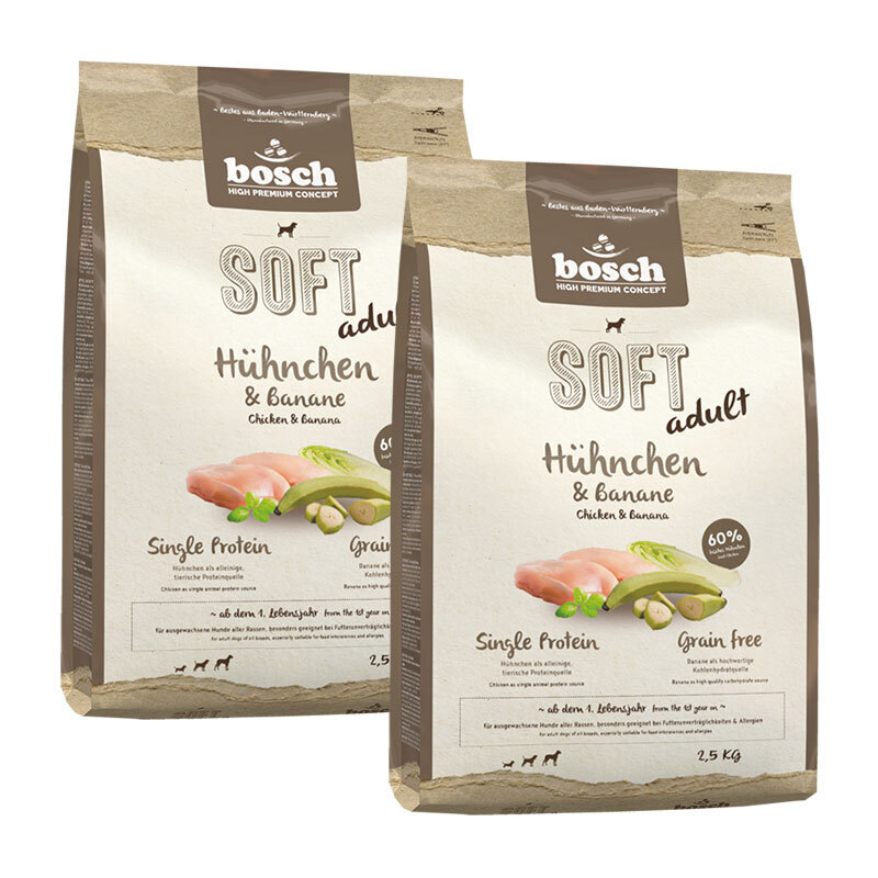 bosch Hundetrockenfutter bosch Soft Hühnchen & Banane 2x2,5 kg
