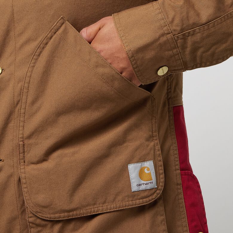 Carhartt WIP Heston Jacket hamilton brown/cherry heavy stone wash