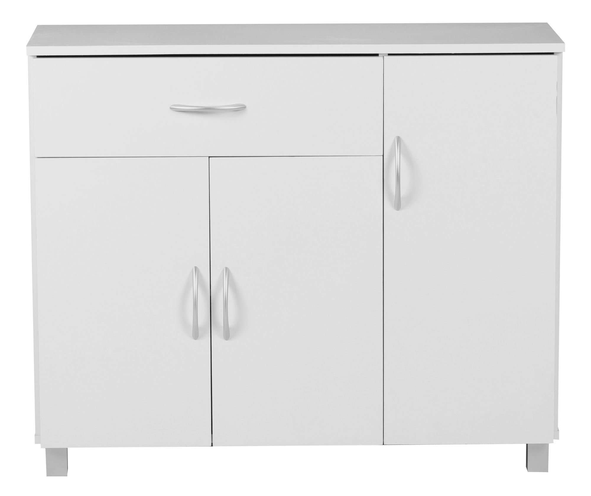 FINEBUY Sideboard SuVa1591_1 (SETE Weiß mit 1 Schublade & 3 Türen 90x75x30 cm), Design Kommode Anrichte Flur-Schrank mit Griffen