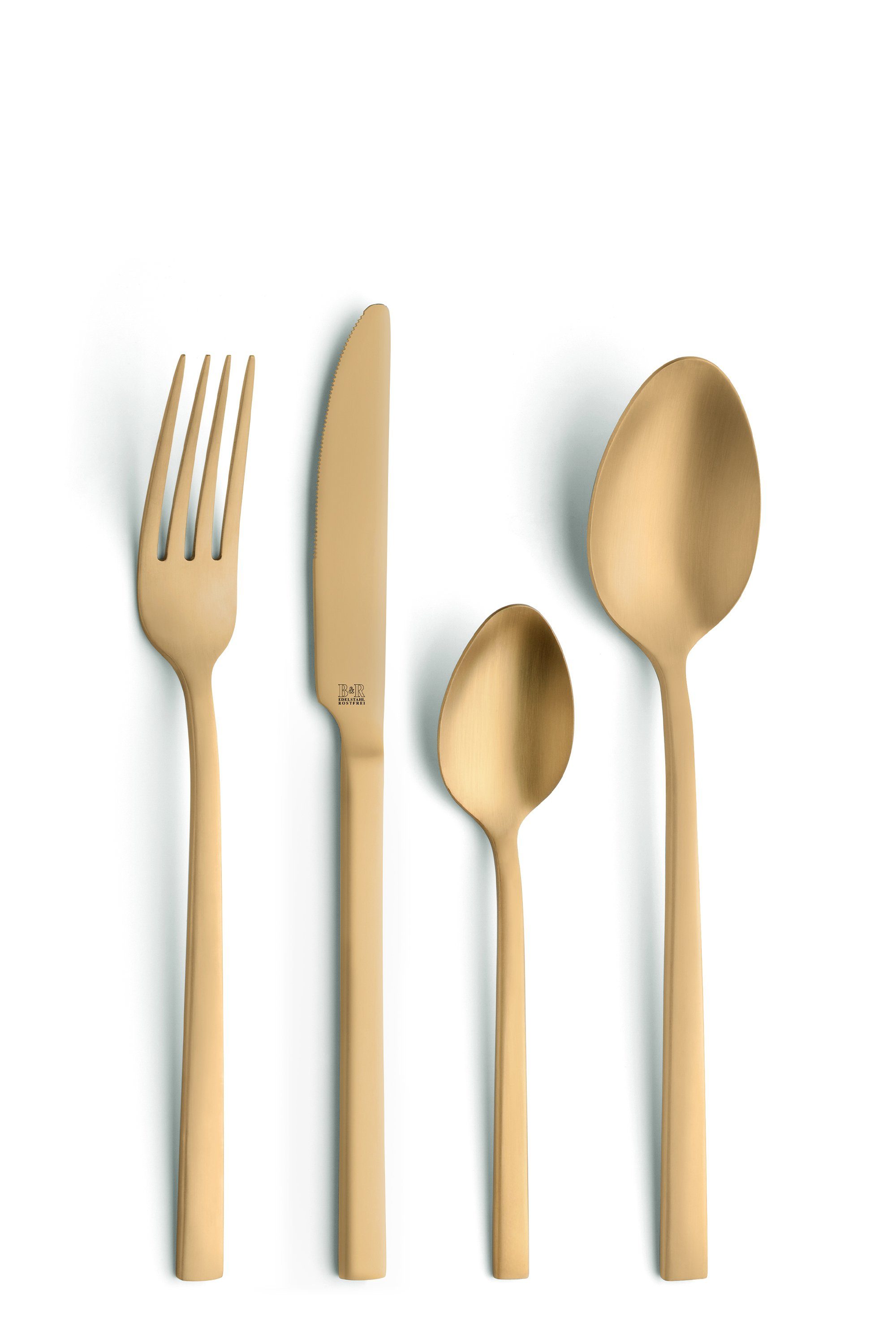 Beckmann & Rommerskirchen Besteck-Set PANO, Edelstahl 18/0, PVD gold mattiert, für 4 Personen, 16-tlg