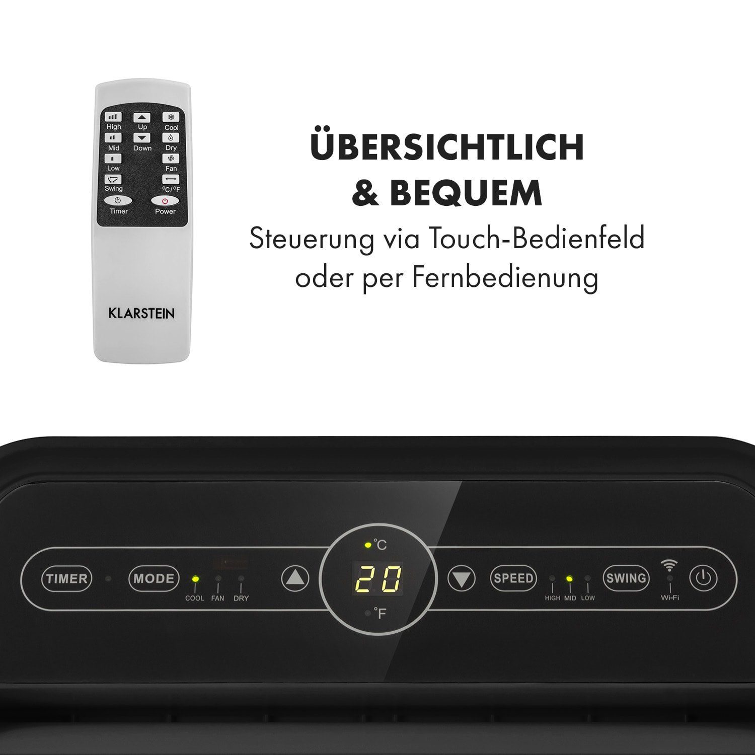 Klarstein Klimagerät Metrobreeze New York Smart 12k, Klimagerät mobil Air Conditioner Kühlgerät Luftkühler