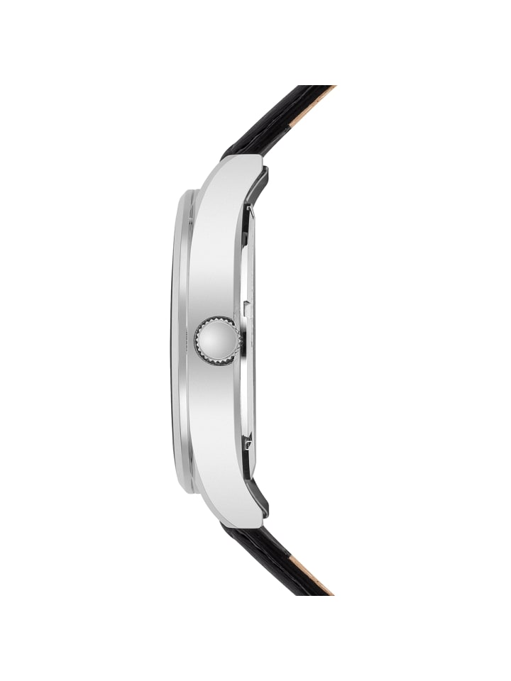 Rhodenwald & Söhne Herren Quarzuhr silber Echtleder schwarz in schwarz günstig kaufen 20 cm