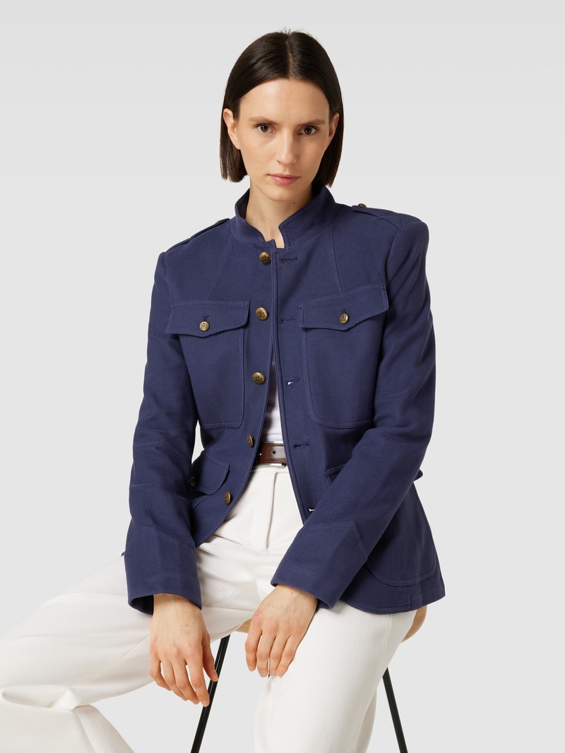 Blazer mit Pattentaschen und Knopfleiste in marineblau