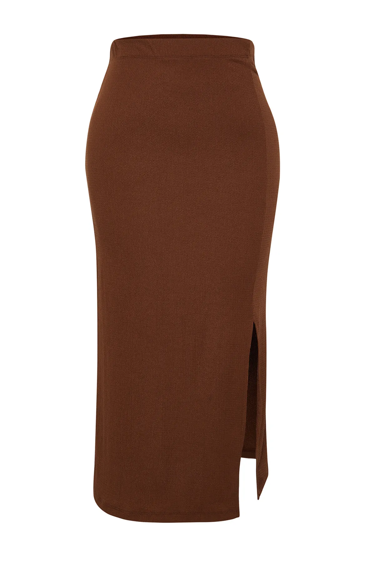 Trendyol Curve  Brauner Strickrock mit Schlitz TBBSS24AZ00013