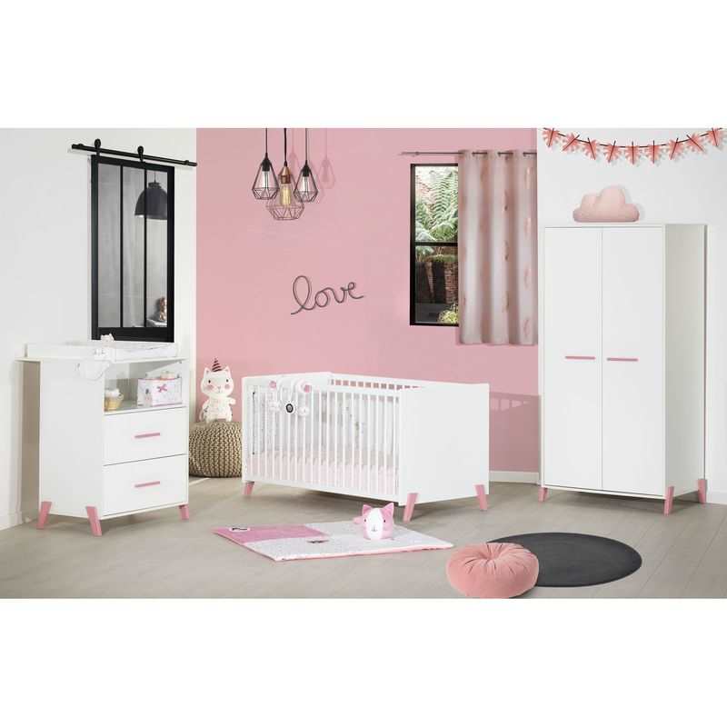 Lit bébé évolutif 140x70 Little big bed Joy rose