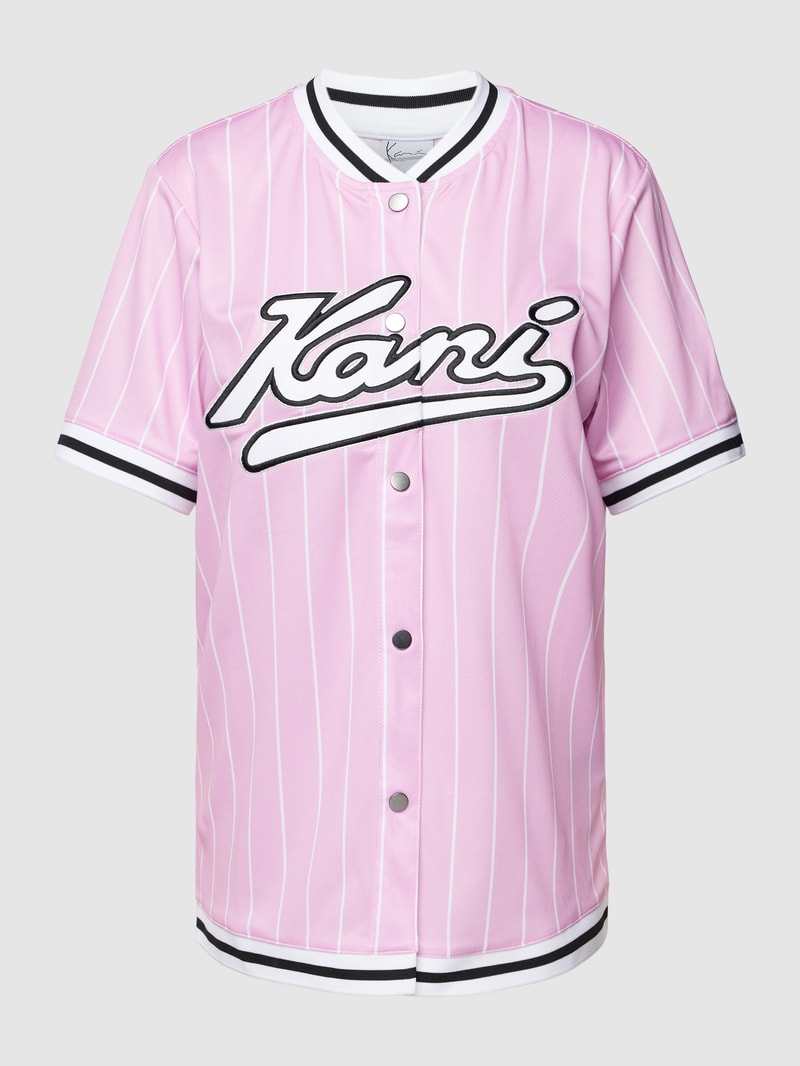 T-Shirt mit Knopfleiste in pink