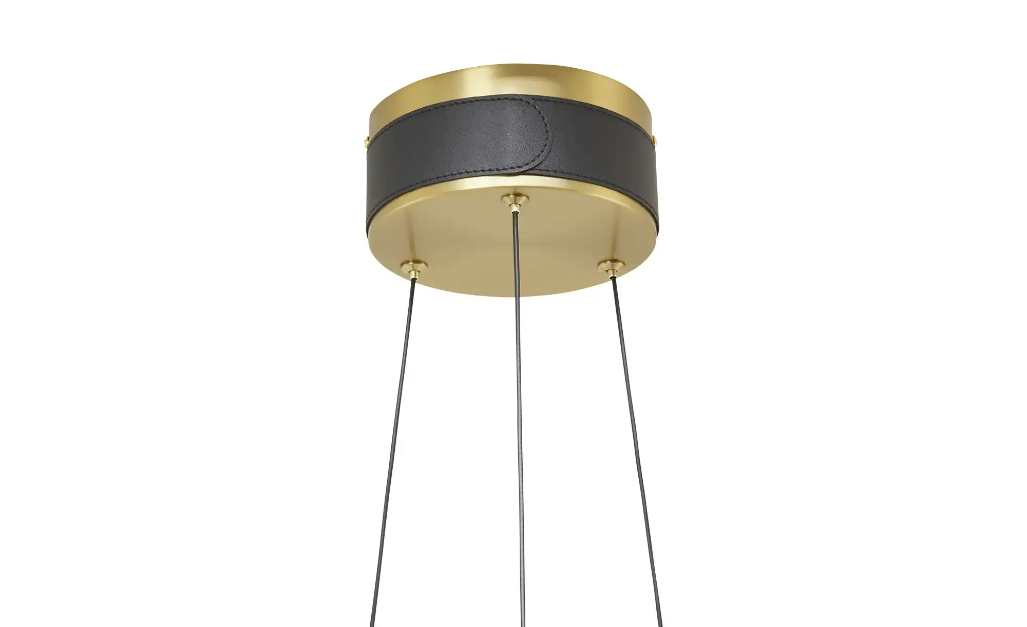 KHG LED-Pendelleuchte, Kunstleder schwarz/goldfarben