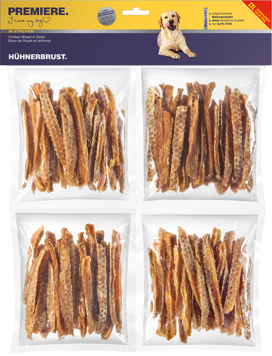PREMIERE Snacks PREMIERE Set mit Enten- und Hühnerbruststreifen 8x250g