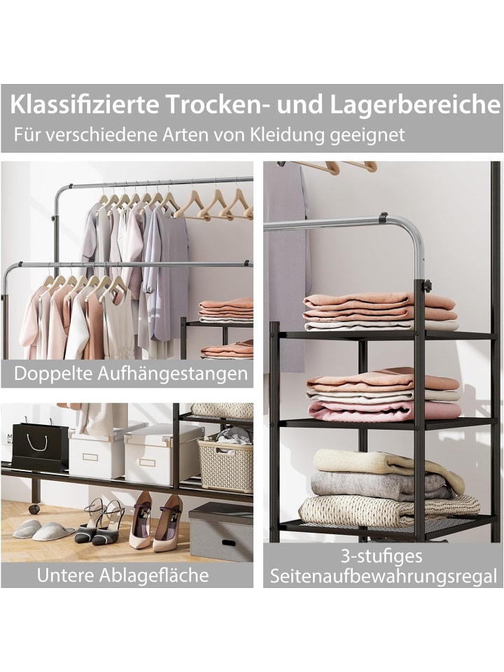 COSTWAY Kleiderständer auf Rollen 170cm in Silber günstig kaufen onesize