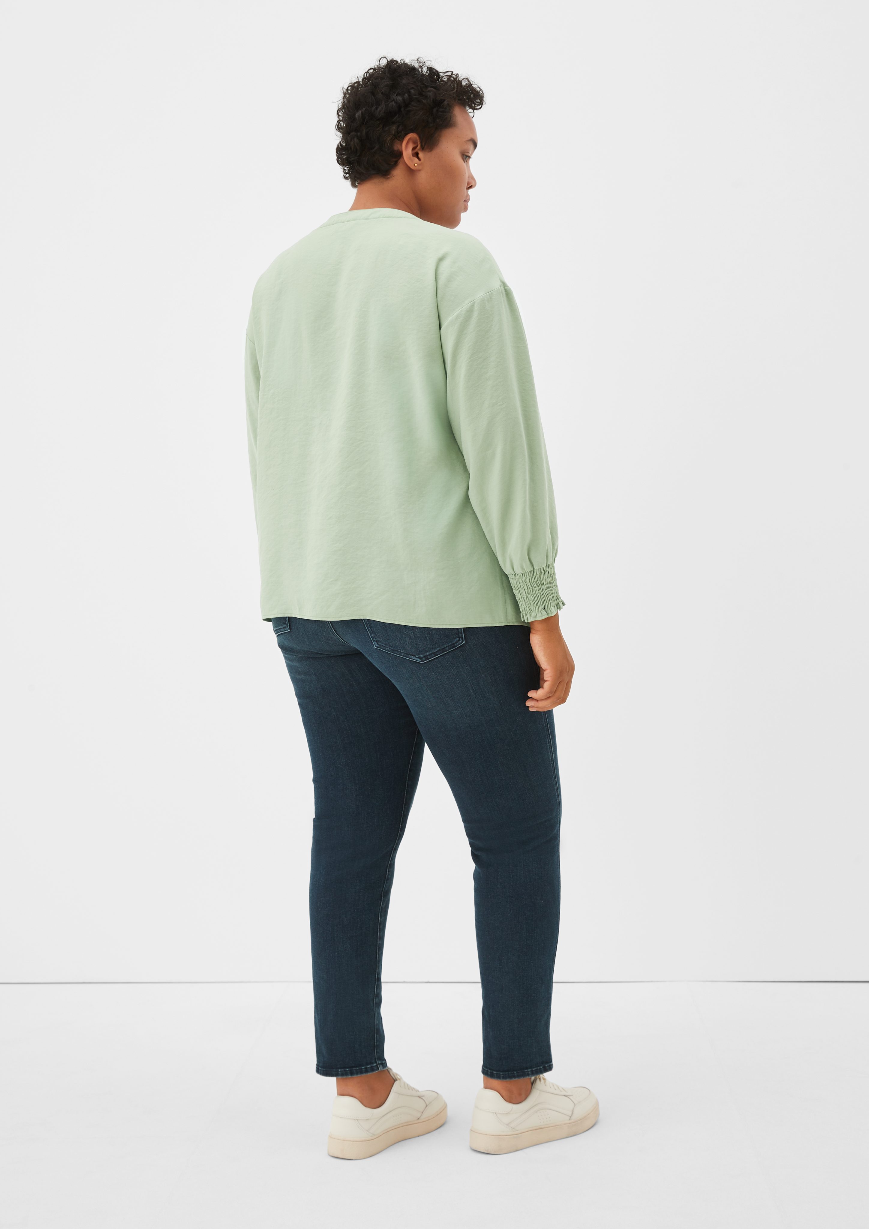TRIANGLE Langarmbluse Bluse in Crinkle-Optik