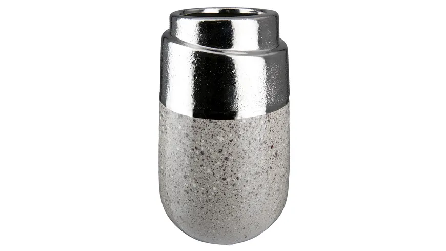 GILDE Keramik Vase Marmo H=19,5cm silber, grau