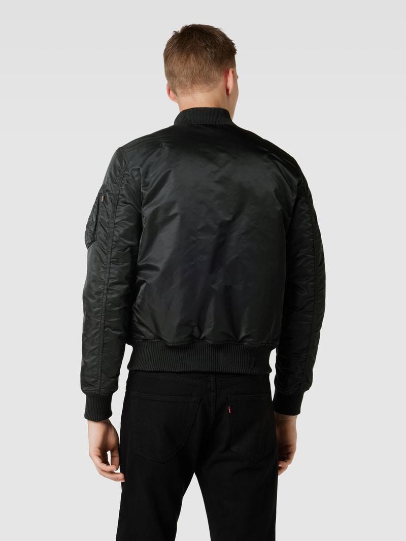 Bomberjacke mit Label-Detail in schwarz