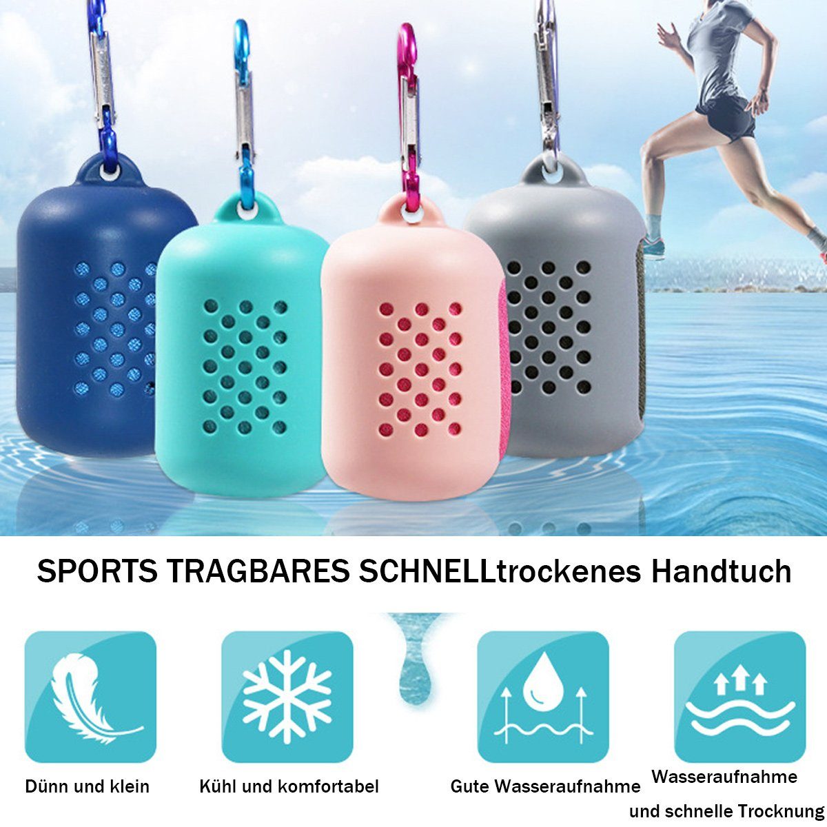 JedBesetzt Sporthandtuch Kühltuch, Mikrofaser Kühltuch, weiches atmungsaktives Handtuch