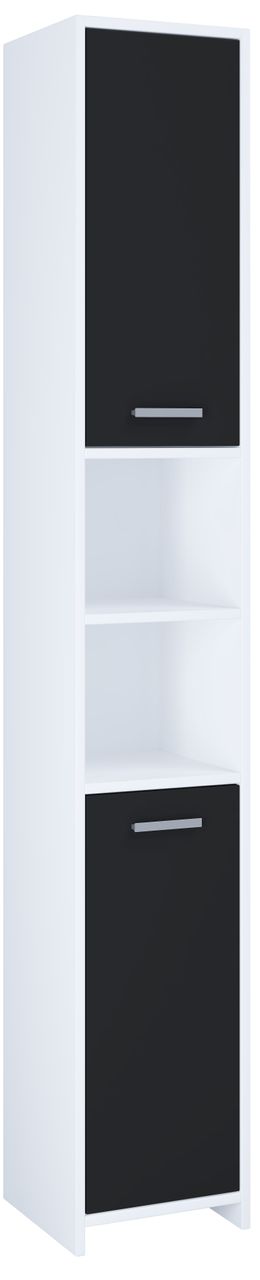 VCM Hochschrank mit 2 offene Regalfächer Zalo L Weiß/Schwarz