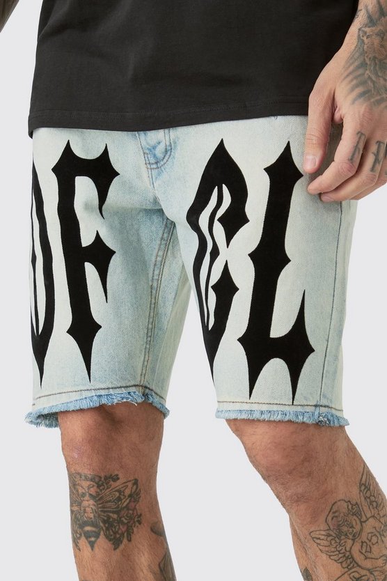 Tall gerade Shorts mit Eisblauer Waschung