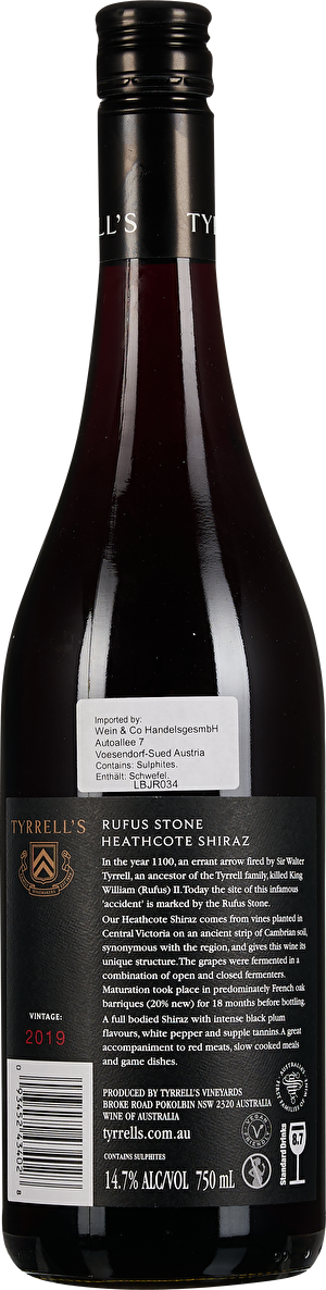 Tyrrell's Rufus Stone Shiraz Heathcote 2019