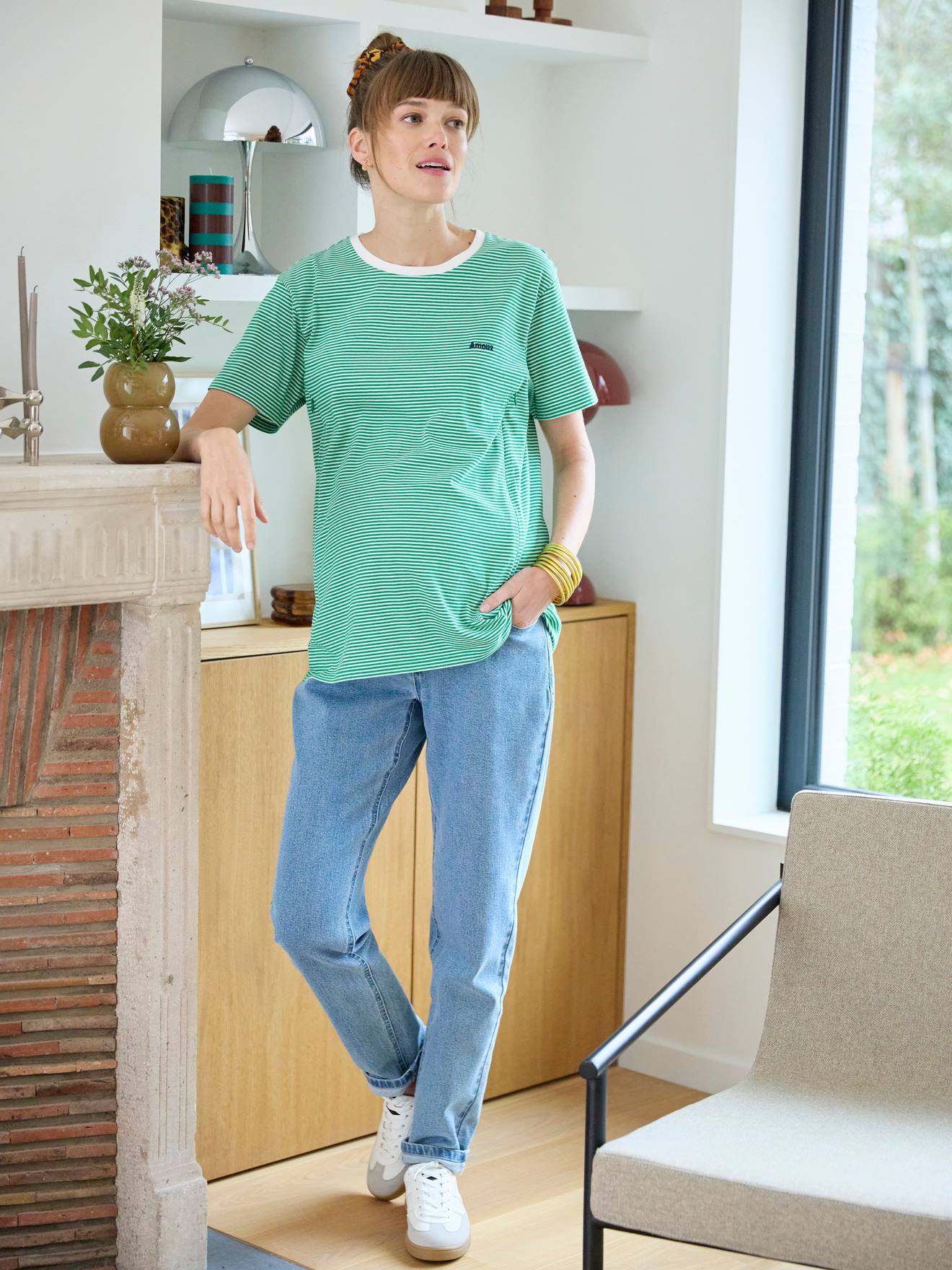 Vertbaudet T-Shirt aus Baumwolle, Schwangerschaft & Stillzeit, personalisierbar Oeko-Tex - grün