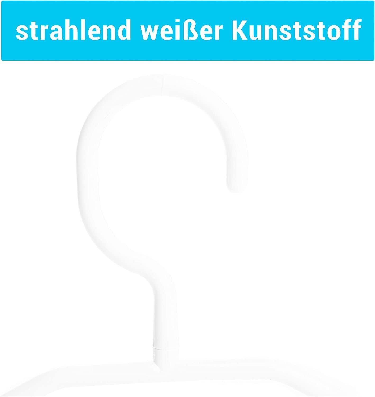 Centi Kleiderbügel 10 Kleiderbügel weiß Kunststoff mit drehbaren Haken, 41 cm, platzsparend Kleiderbügel Plastik weiß