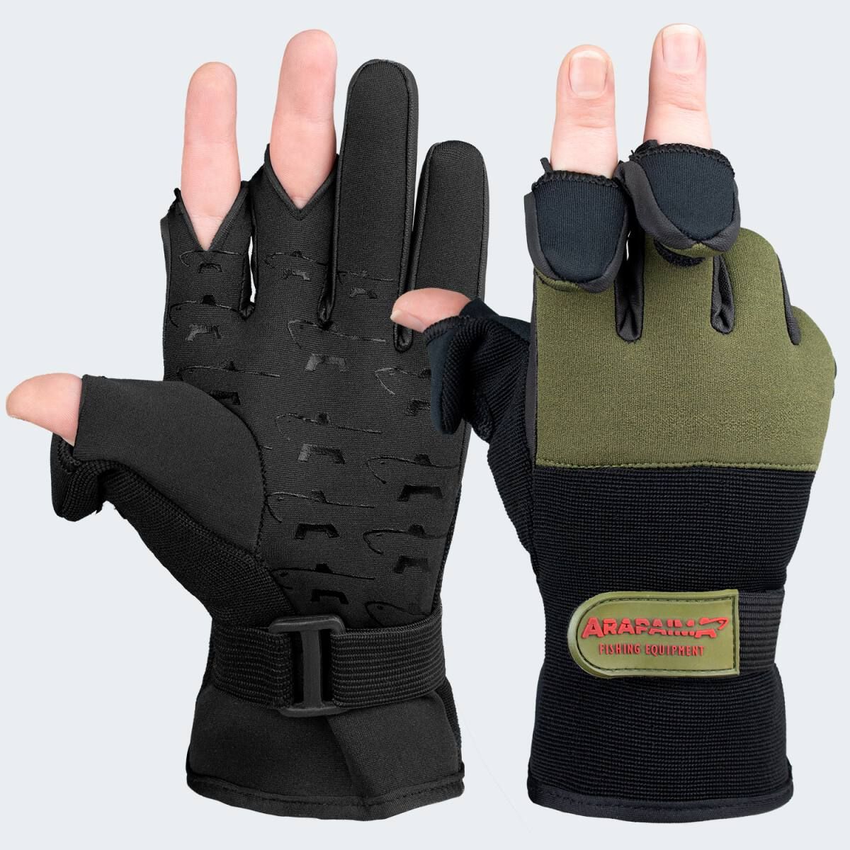 Arapaima Fishing Equipment OlivBlack Neopren Angelhandschuhe