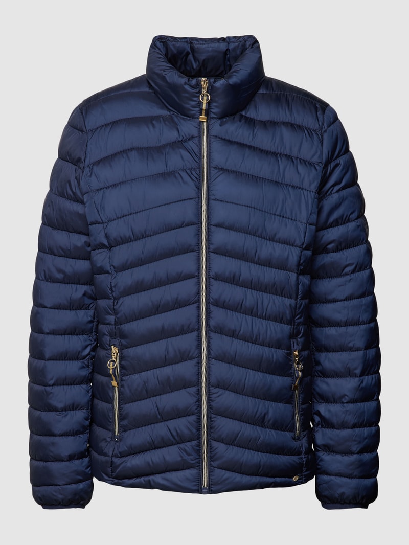 Steppjacke mit Stehkragen in dunkelblau