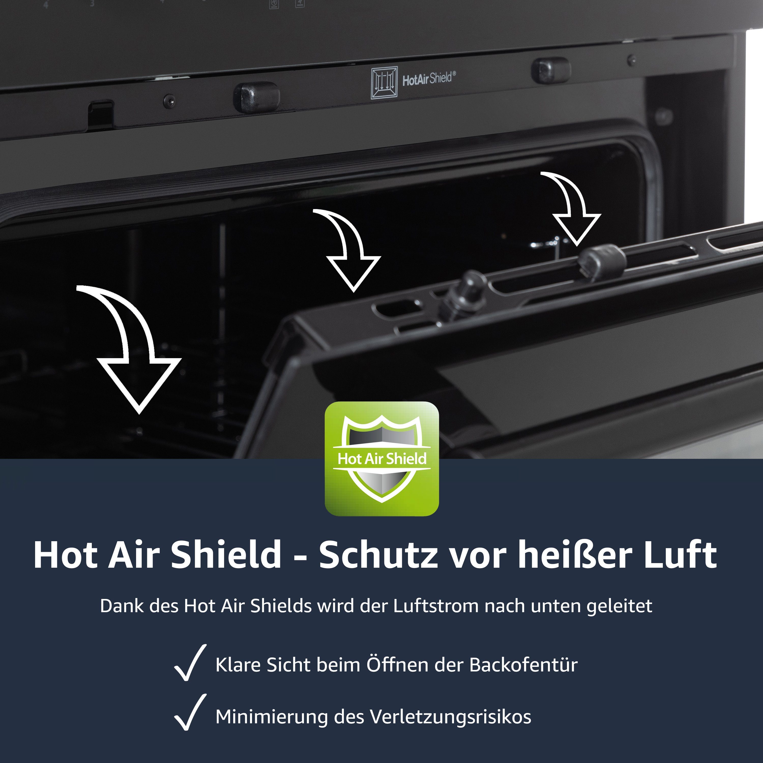 Telefunken Elektro-Herd-Set ECHS65A-B, VapClean, Einbauherdset, 65 L, Backofen & Glaskeramik-Kochfeld, Hot Air Shield