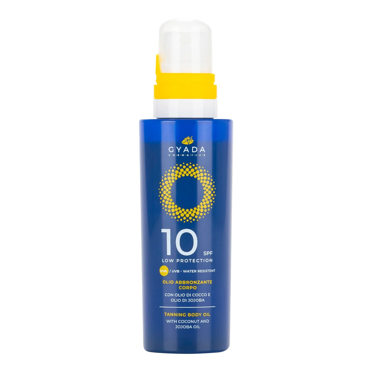 Aceite bronceador con protección solar SPF10 - Aceite corporal bronceador de baja protección.
