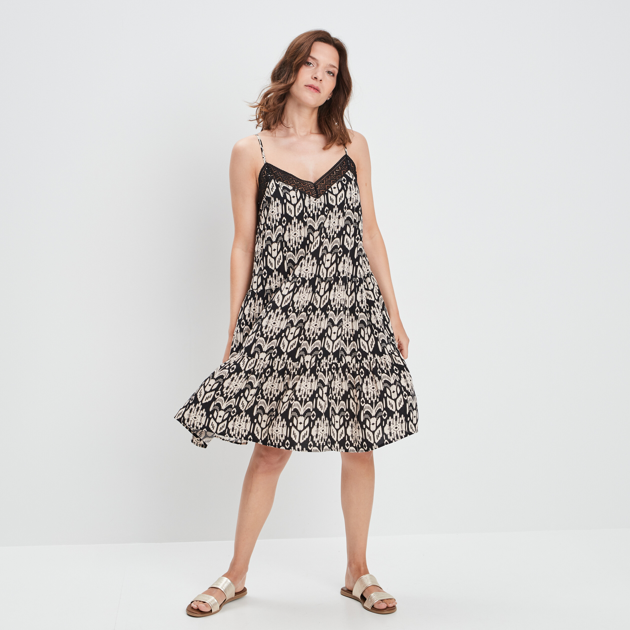 Robe droite fluide noir femme | La Halle