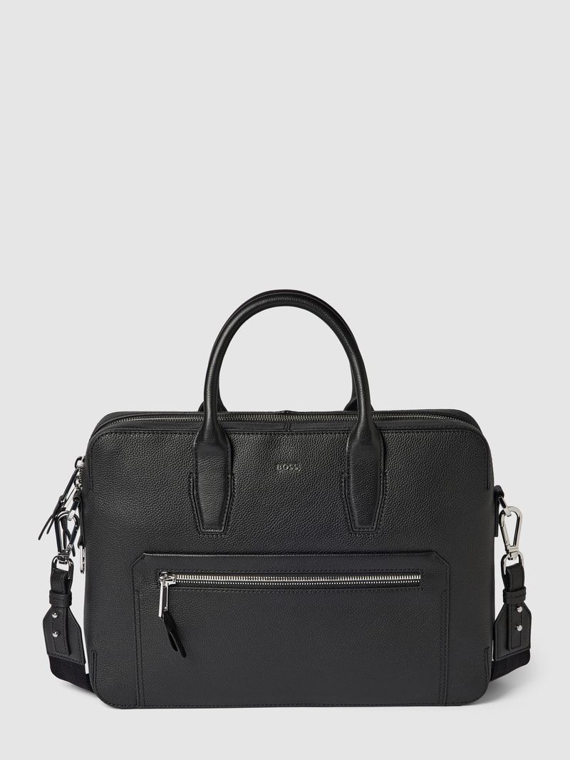Laptoptasche aus Leder mit Label-Detail Modell 'Highway' in schwarz