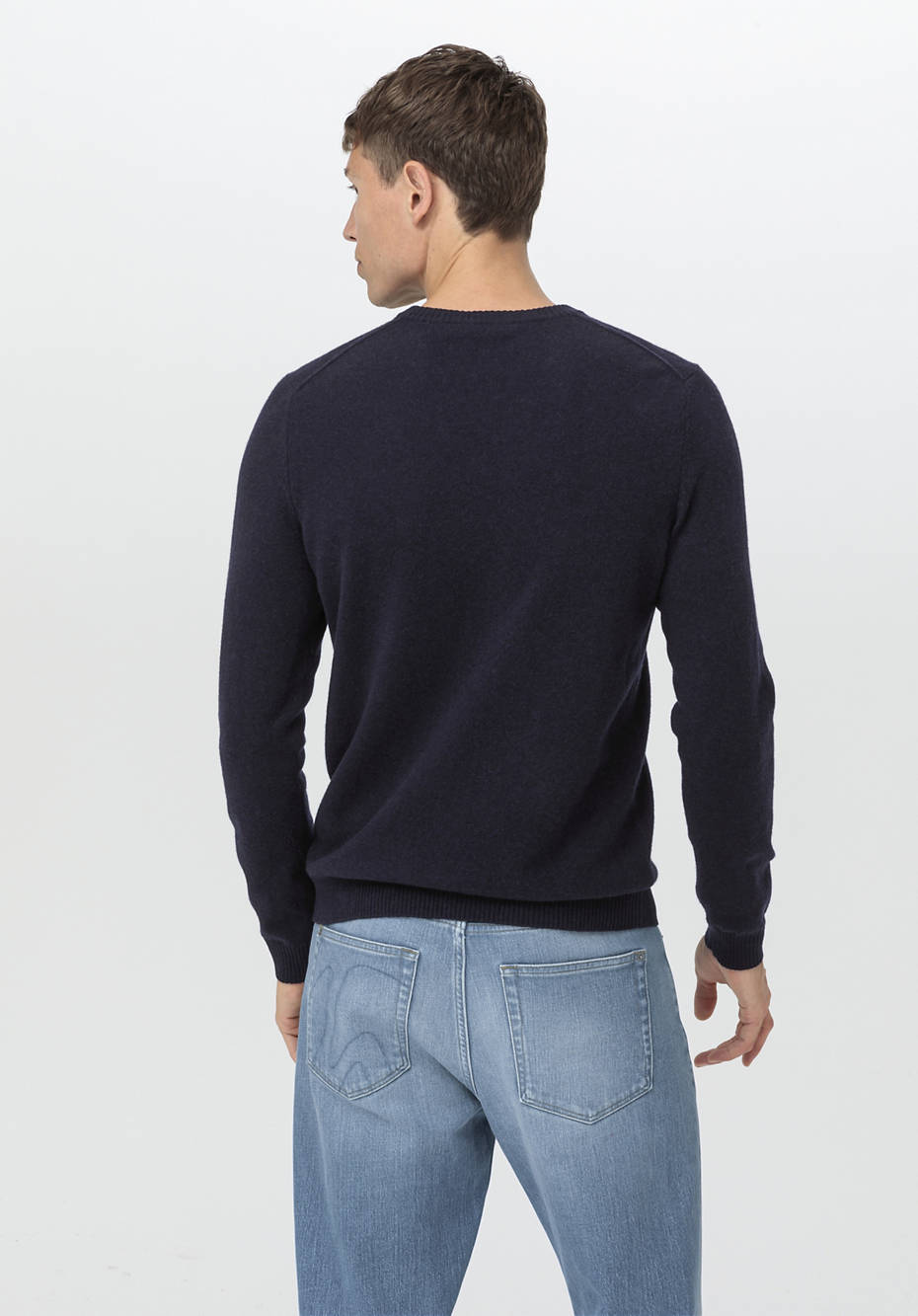 V-Pullover aus Schurwolle mit Kaschmir