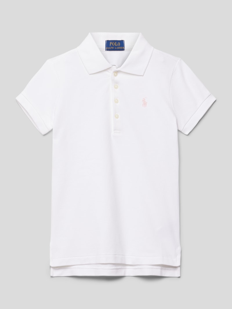 Poloshirt mit Label-Stitching in weiß
