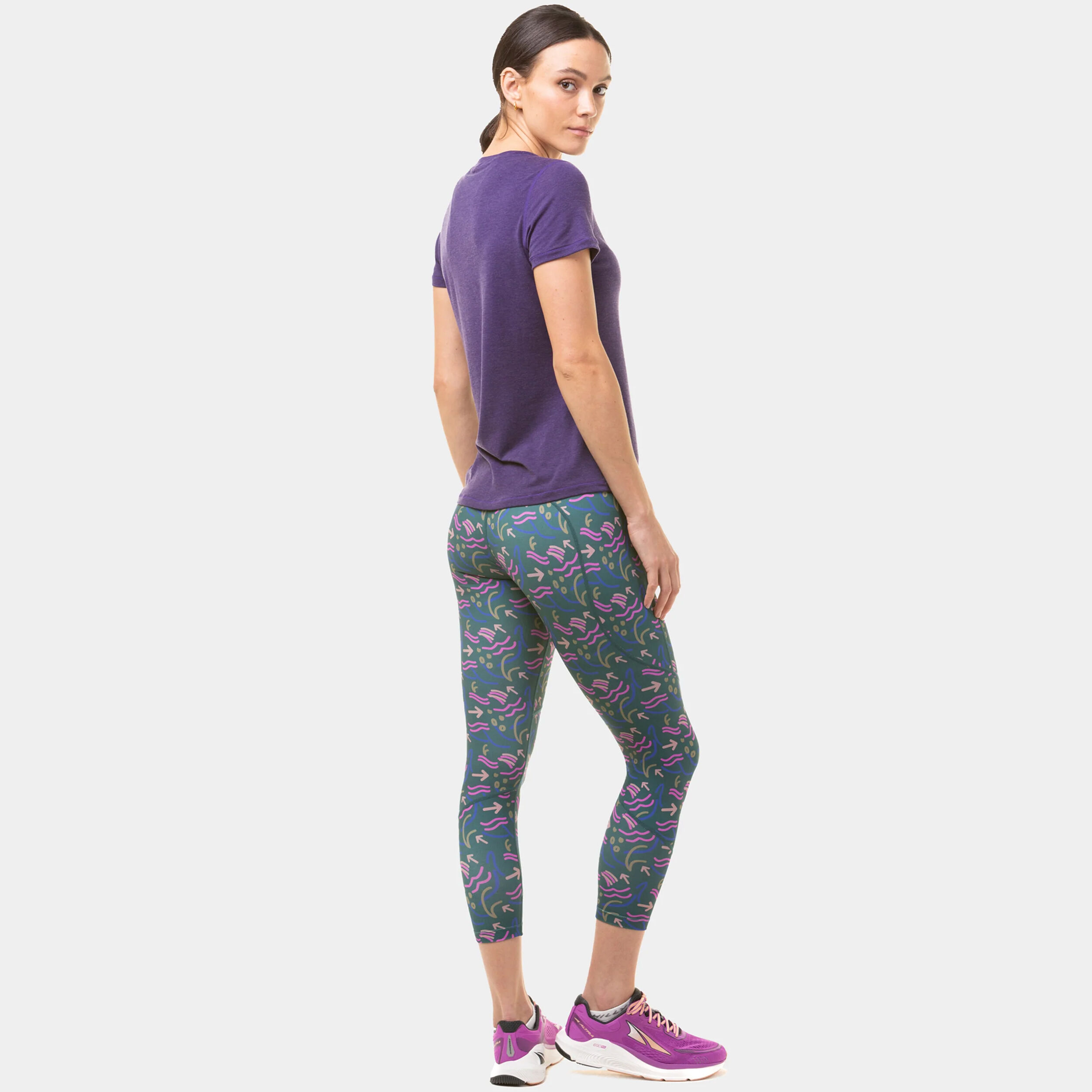 Tech Crop Lauftight Damen - Petrol, Mehrfarbig