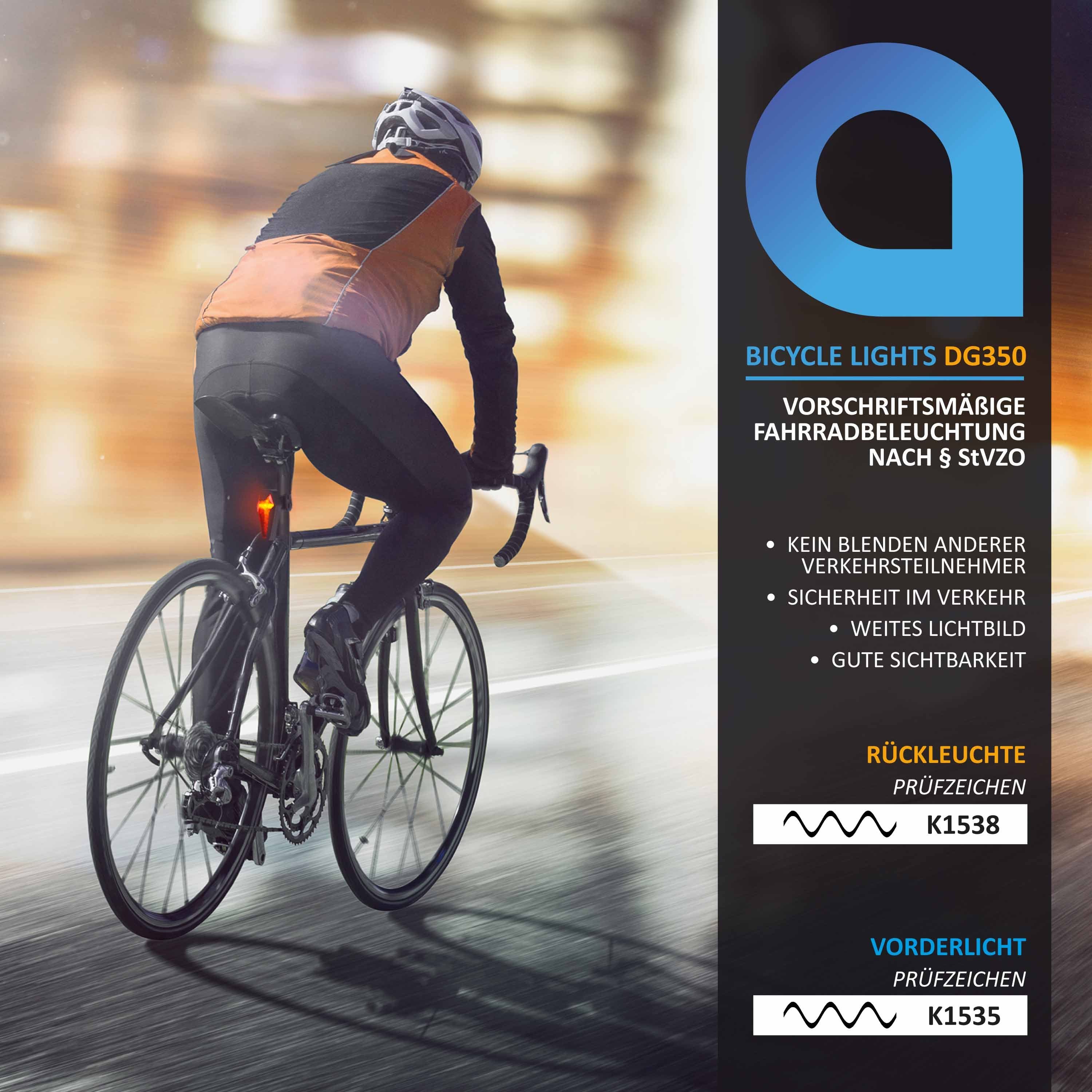 Aplic Fahrradbeleuchtung, LED Fahrradlampen-Set mit Front & Rücklicht mit Akku, StvZO zugelassen