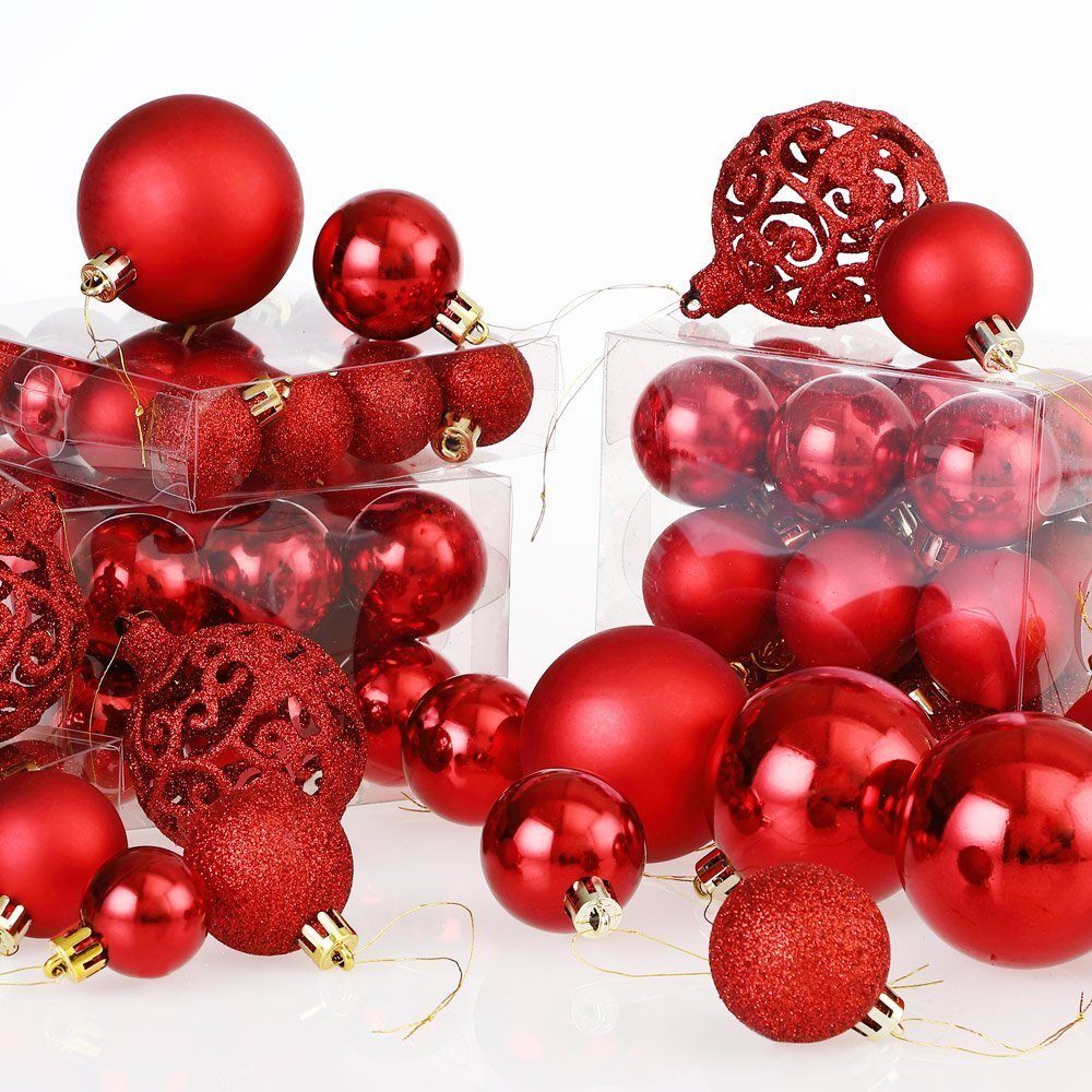 JUNG Christbaumschmuck Christbaumkugeln Weihnachtskugeln 100Stk Christbaumschmuck Kugeln (100-tlg), Weihnachtsdeko Weihnachtsbaumkugeln Weihnachtsschmuck Weihnachten