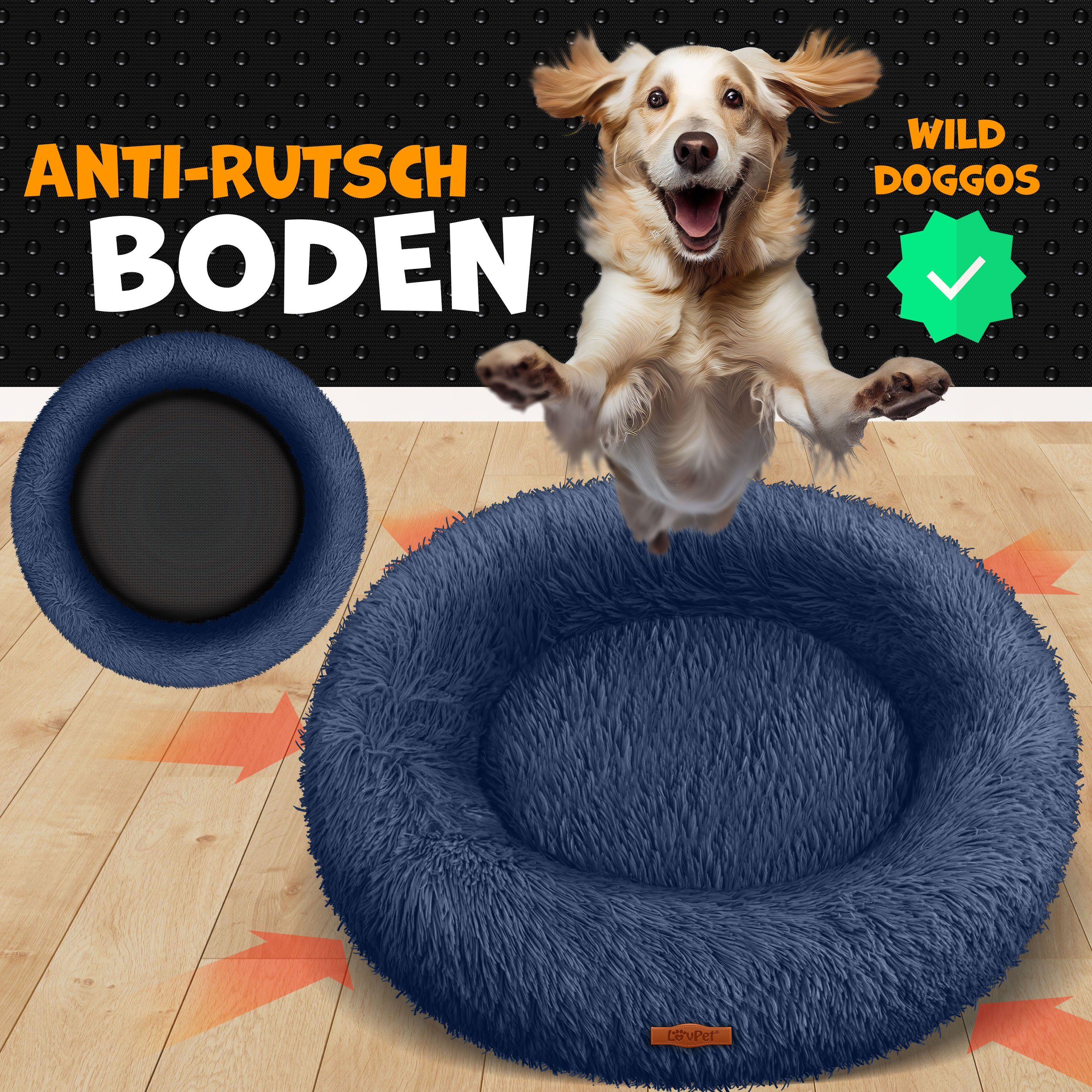 Lovpet Tierbett, Hundebett Hundekissen Katzenbett Bagel, Waschbar, Inkl. Napf