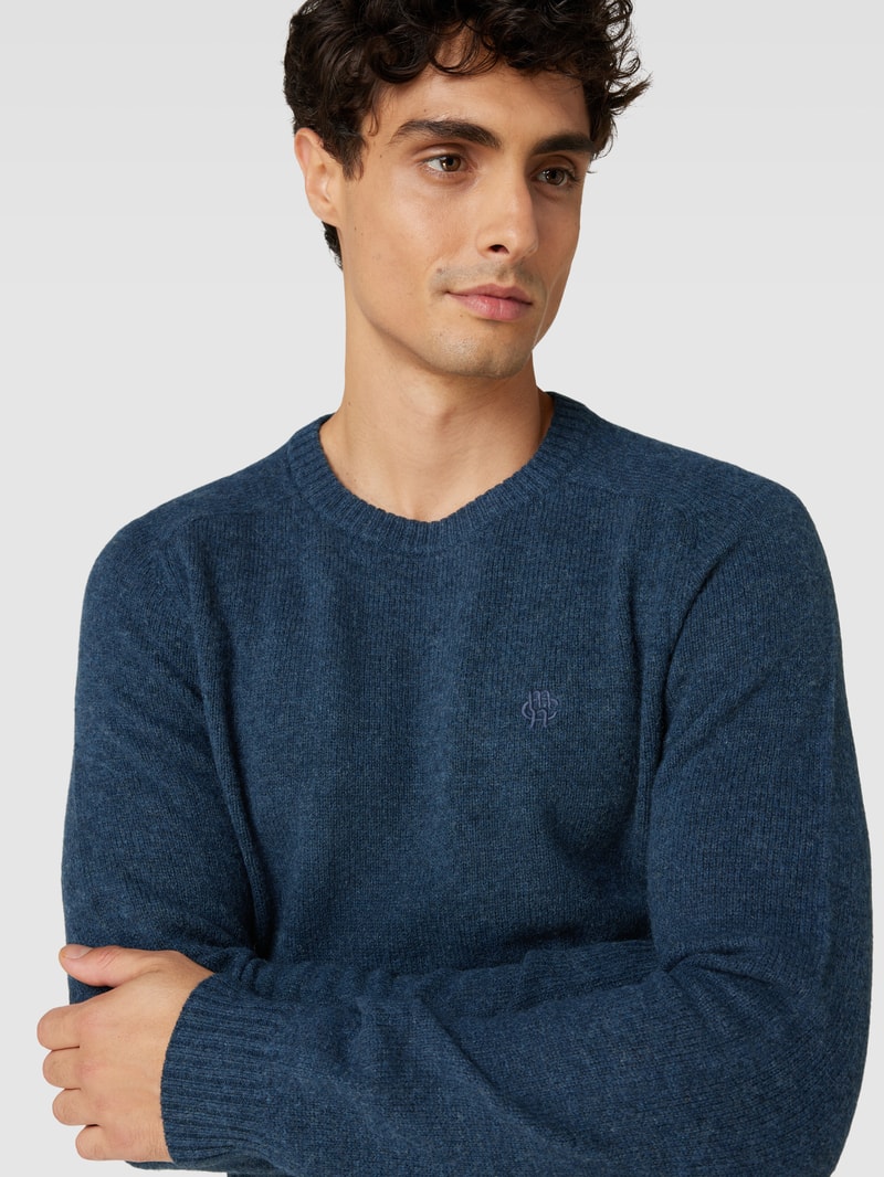 Strickpullover aus Lammwolle Modell 'TANGUY' in marineblau meliert