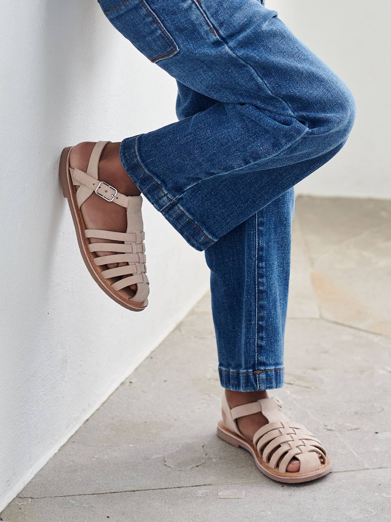 Sandales cuir fille sable