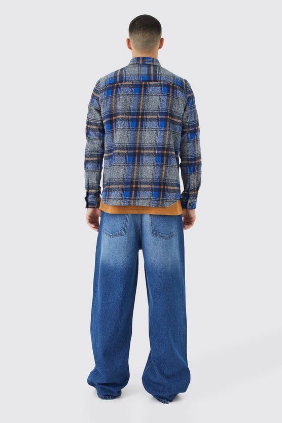 Langärmliges kariertes Flannel Overshirt