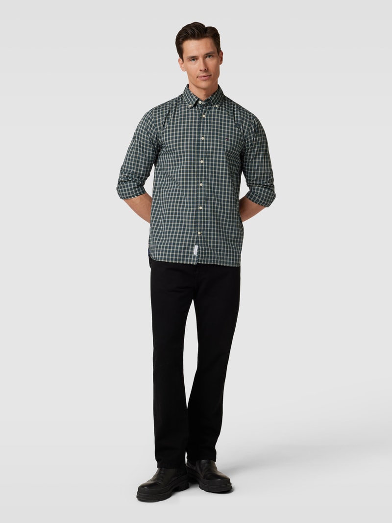 Regular Fit Freizeithemd mit Button-Down-Kragen in olivgrün
