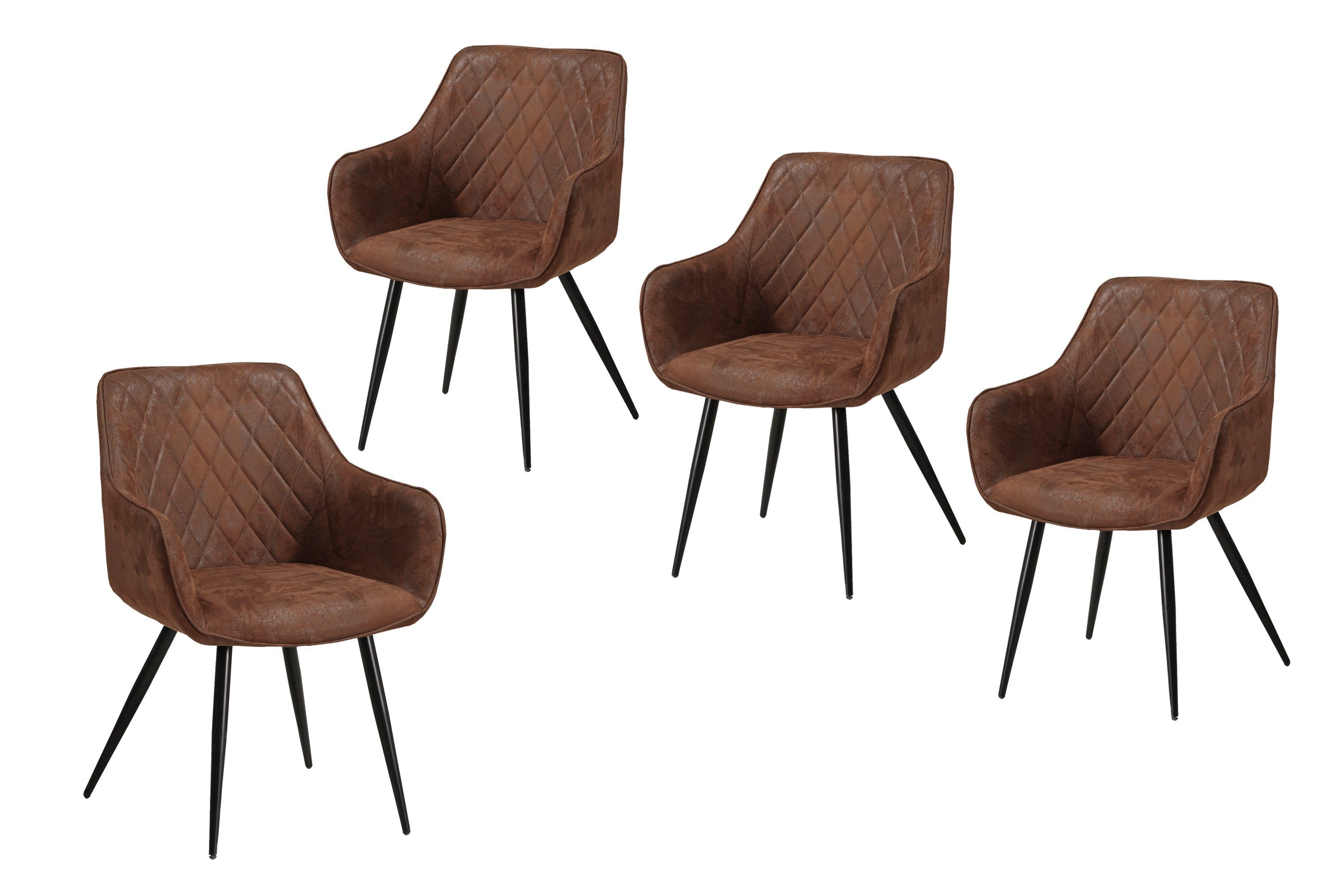 SAM® Essgruppe Flower, Akazienholz, nussbaumfarben, Baumkante, Metallgestell und 4 Stühle