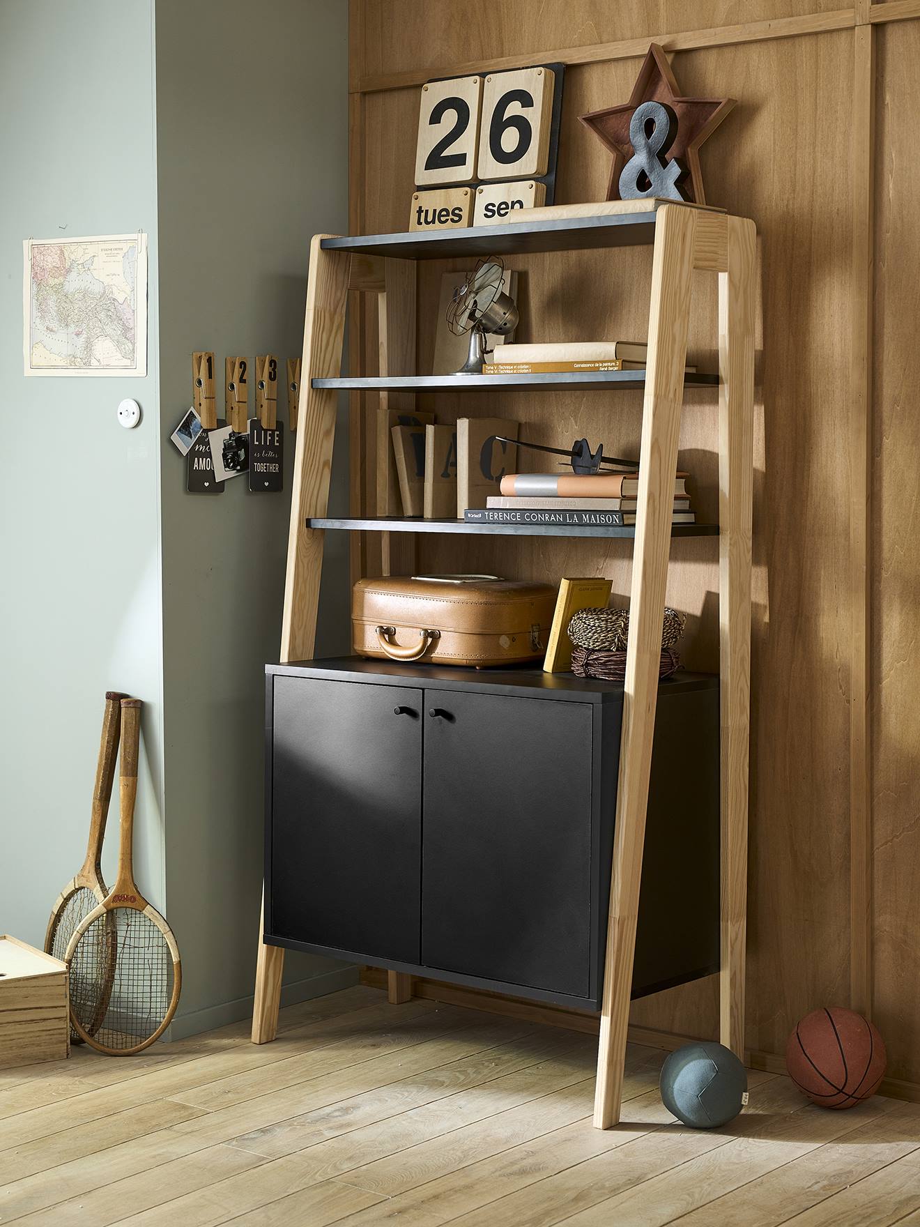 Vertbaudet Kinderzimmer Regalschrank RETRO - schwarz