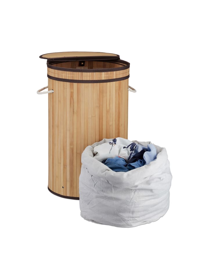 relaxdays Wäschekorb in Natur - (H)63 x Ø40 cm günstig kaufen onesize