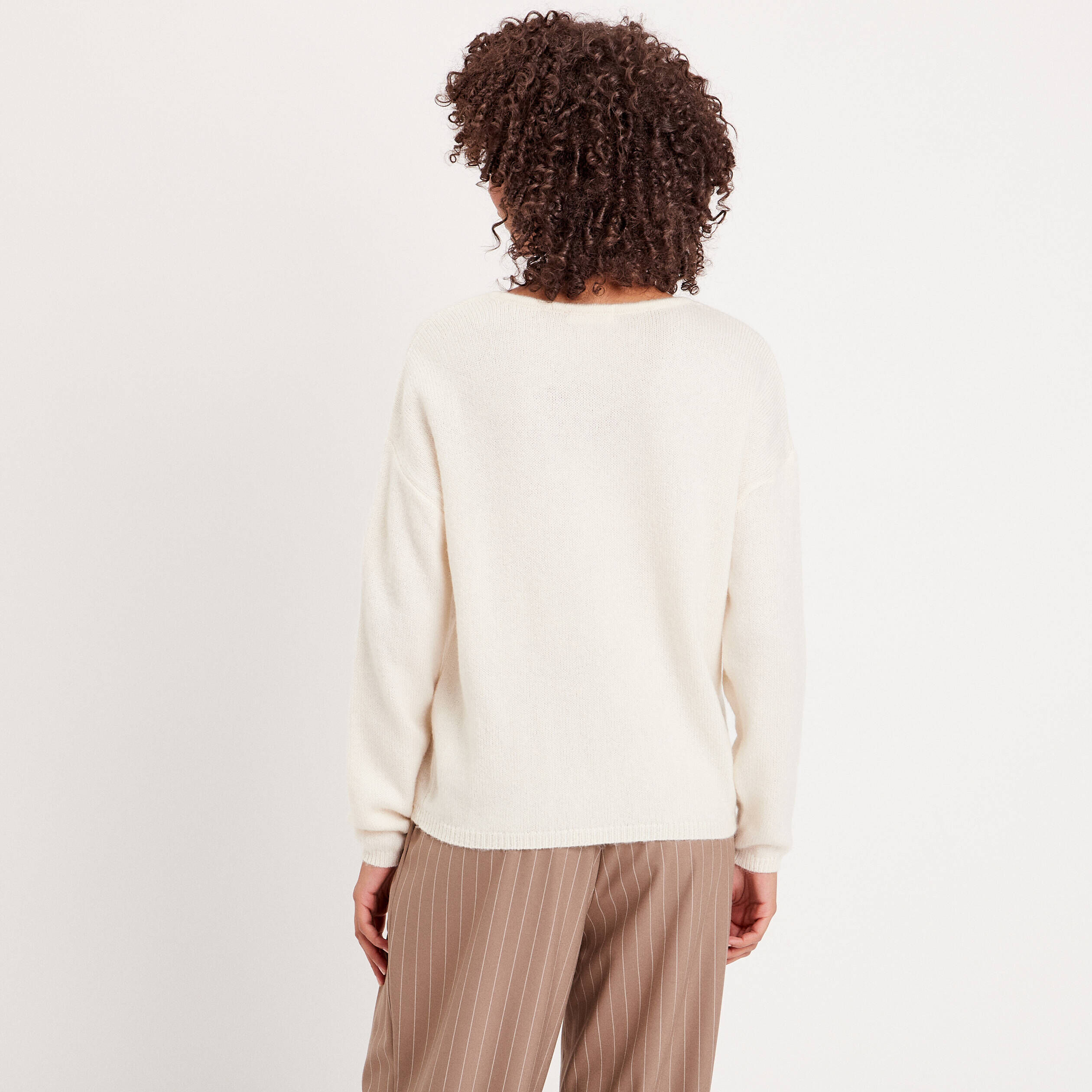 Pull manches longues ivoire femme | Cache Cache