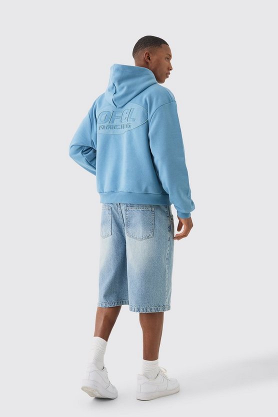 Kastiger Oversize Hoodie mit Applikation
