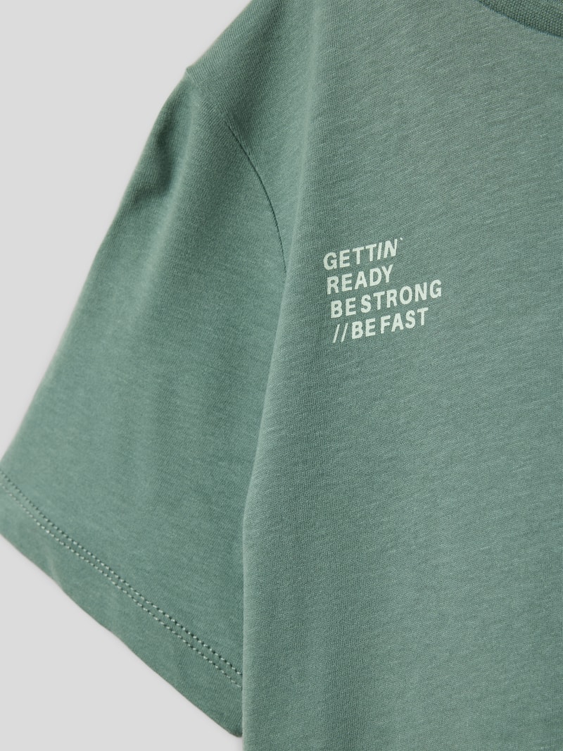 T-Shirt aus Baumwolle mit Statement-Print in olivgrün