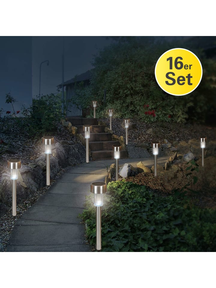 näve LED Solarleuchte in stahl-blank - (L)5.5 cm x (B)5.5 cm x (H)36 cm günstig kaufen onesize
