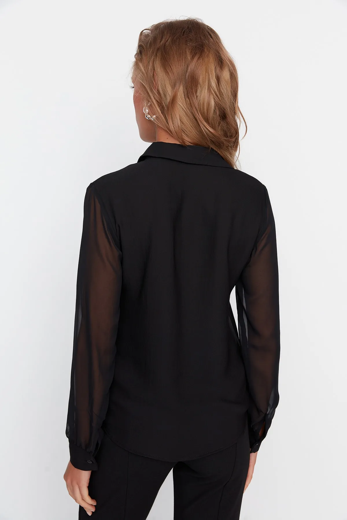 Trendyol Collection  Transparentes schwarzes Webhemd - Regular Fit, TWOAW20GO0116