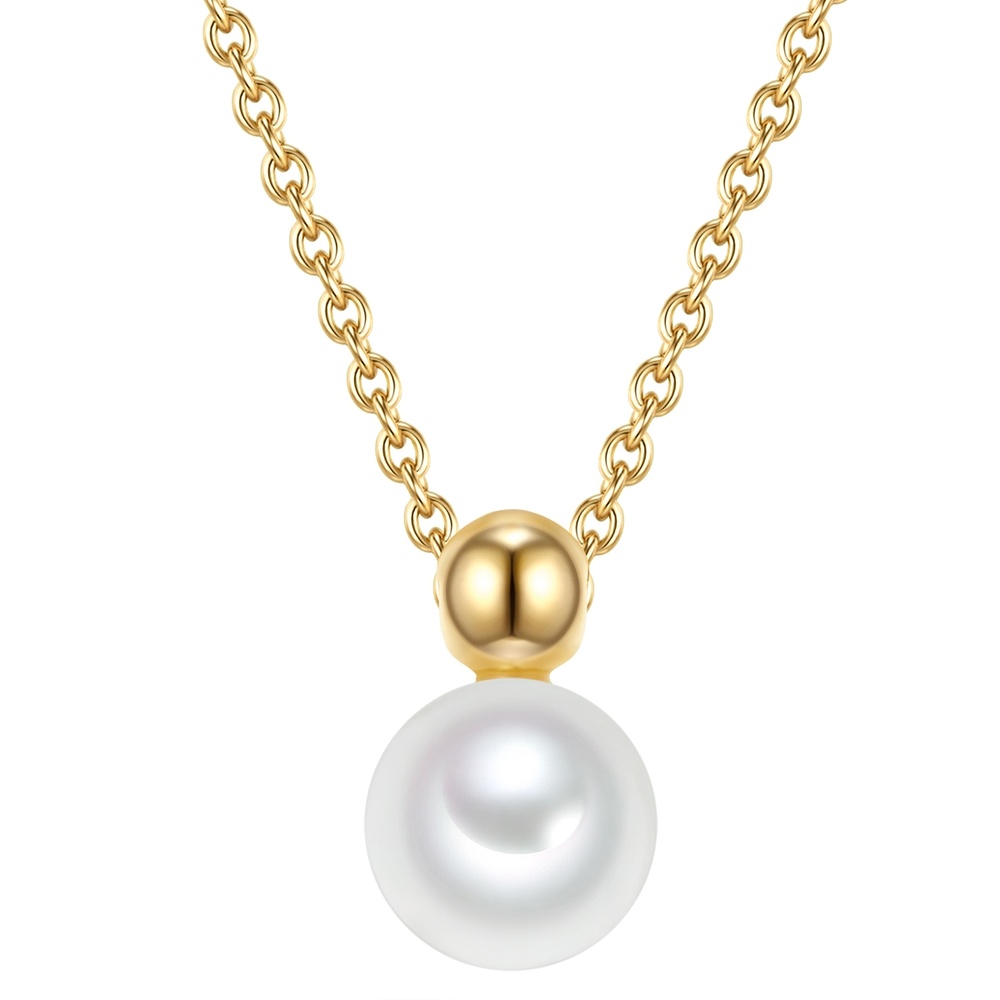 Valero Pearls Chaîne Argent sterling Perle de culture d'eau douce en Or jaune collier