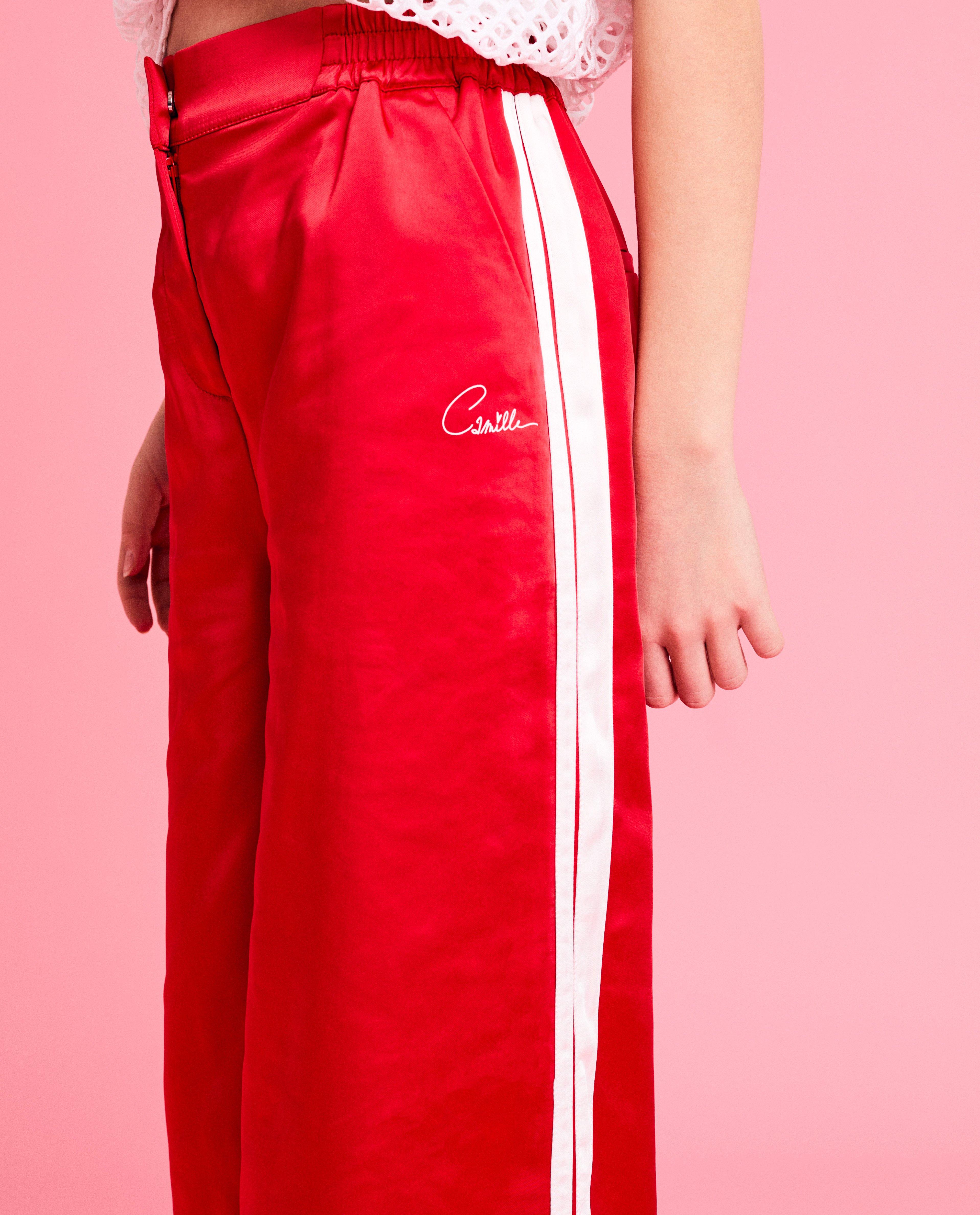 Pantaloni CAMILLE din satin, croială largă, 6-14 ani, roșii